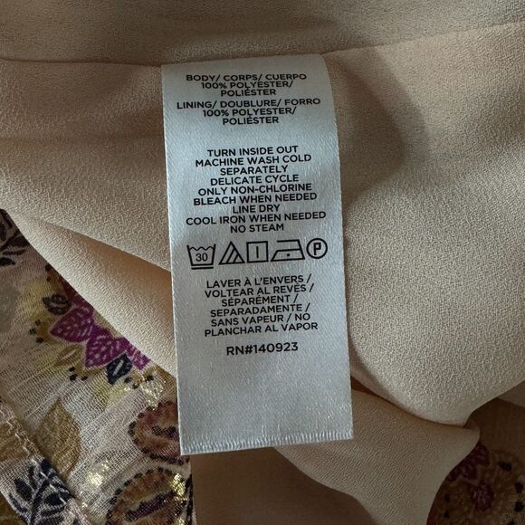 New LOFT Shimmer Floral Ruffle Tie Neck Blouse Women's Size XXL - Picture 4 of 7